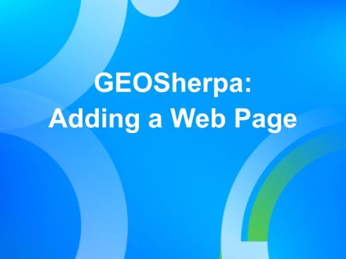 GEOSherpa - Adding a Web Page