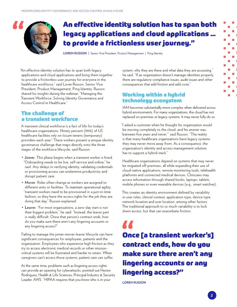 Modernizing Identity Governance and Access Control in Healthcare