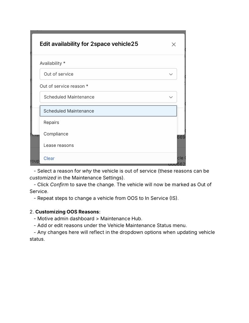 Vehicle Availability - OOS_IS
