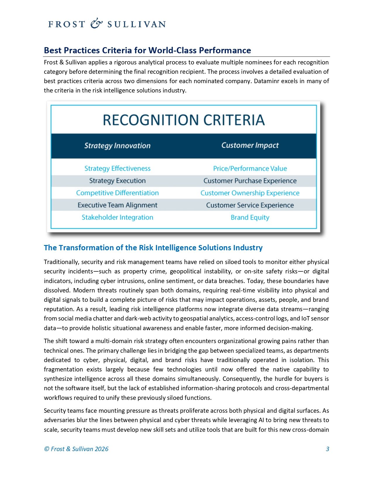 Frost & Sullivan Names Dataminr a 2026 Global Risk Intelligence Leader