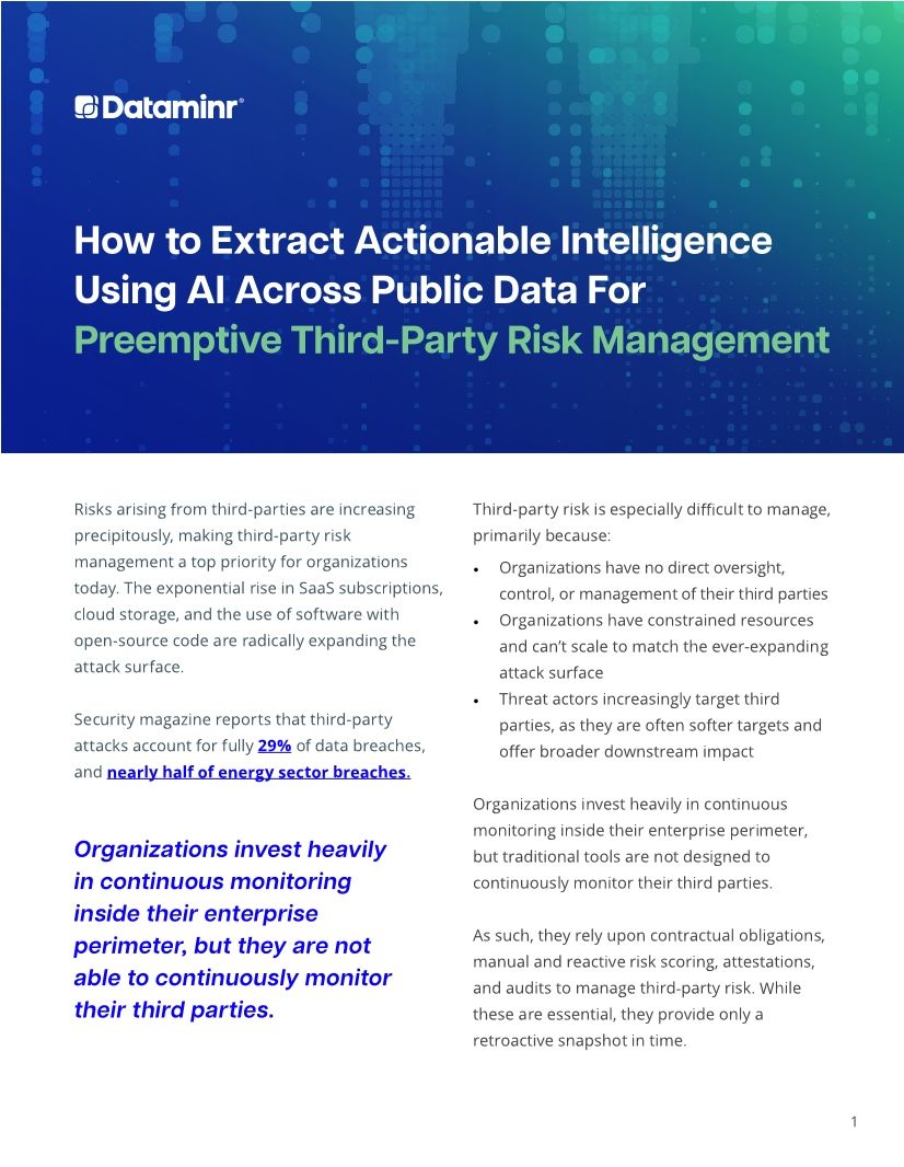 Preempt Third-party Risk with Actionable Intelligence from AI and Public Data