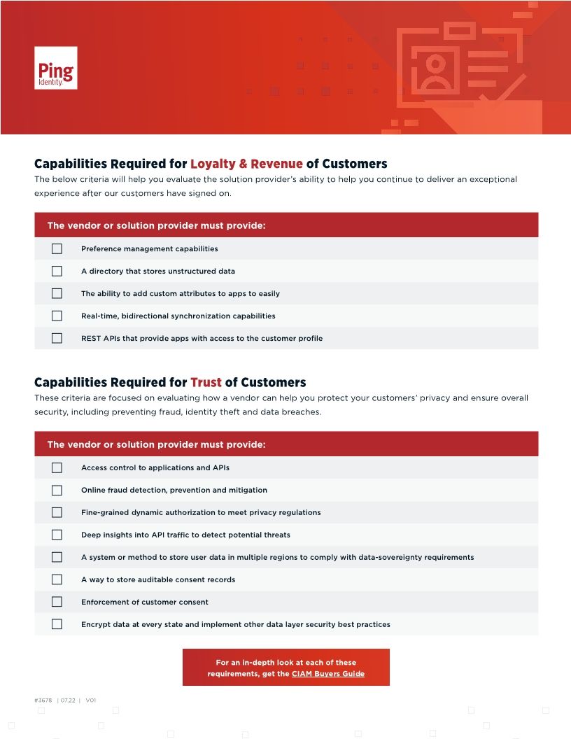 Evaluation Criteria for Customer Identity and Access Management (CIAM) Solutions