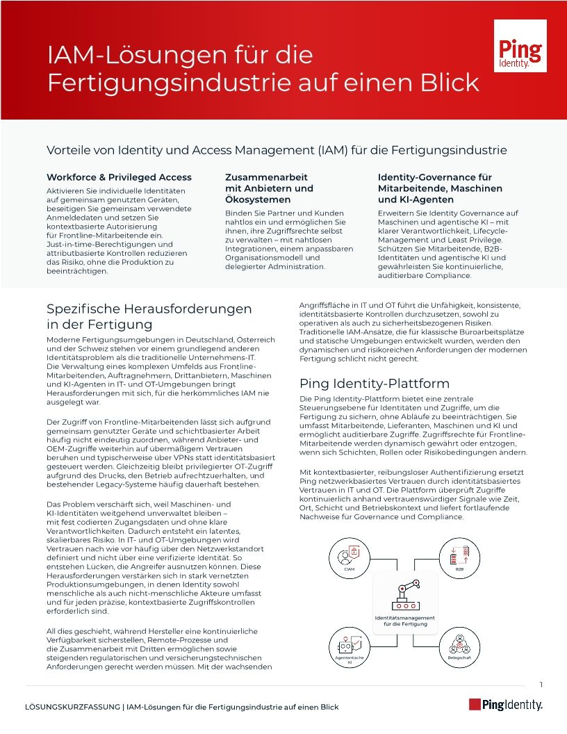 IAM-L&ouml;sungen f&uuml;r die Fertigungsindustrie auf einen Blick