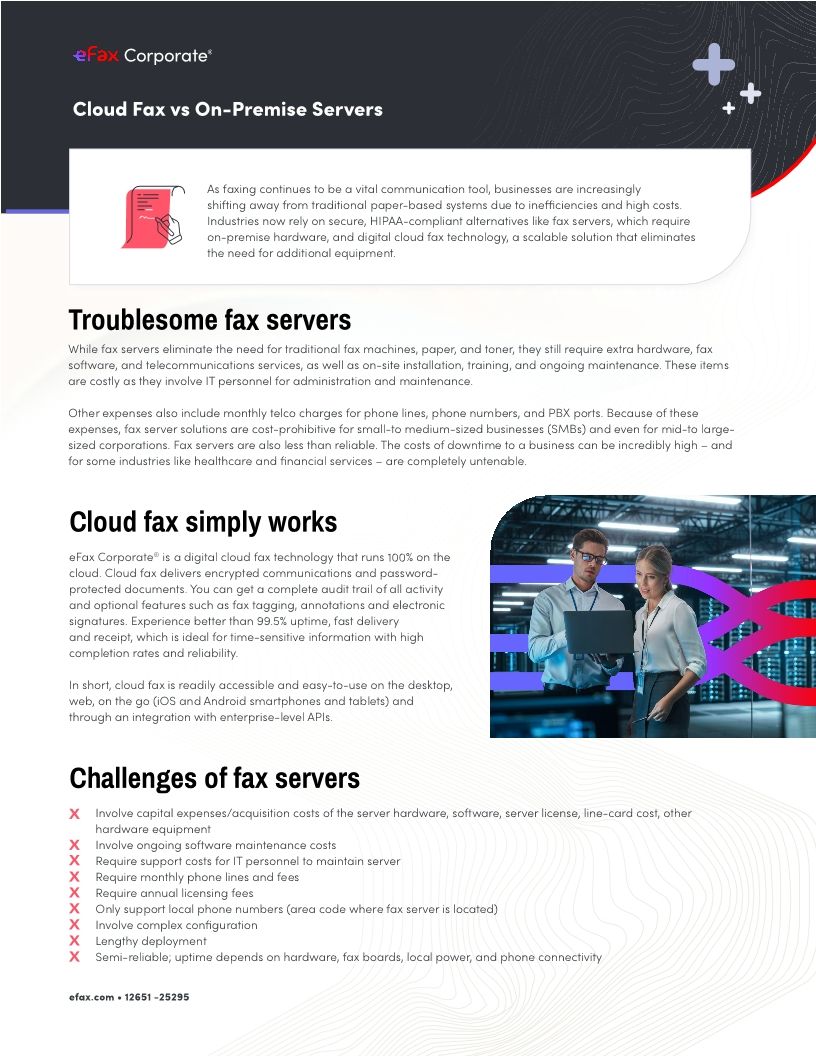 Cloud Fax vs On-Premise Servers | White Paper