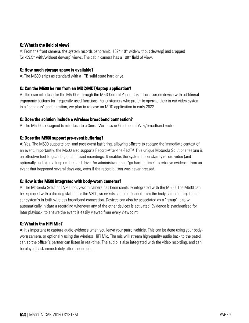 M500 IN-CAR VIDEO SYSTEM