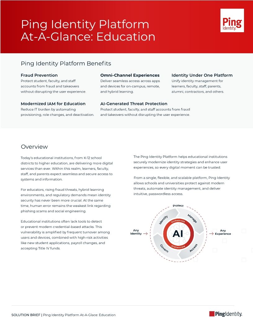 Ping Identity Platform At-A-Glance: Education