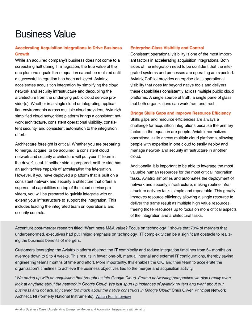 Accelerating Enterprise M&A Integrations with Aviatrix
