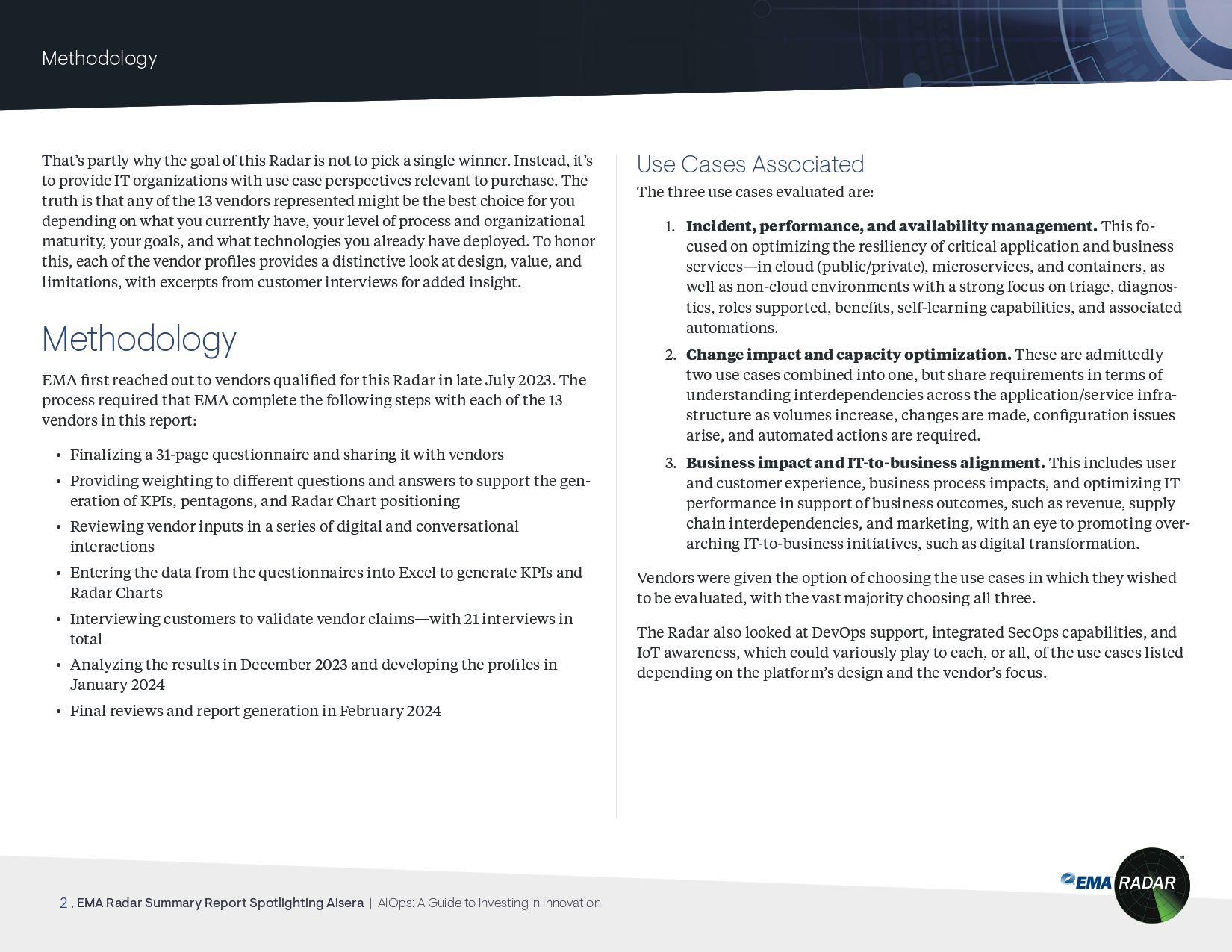 EMA AIOps Radar Report - Summary