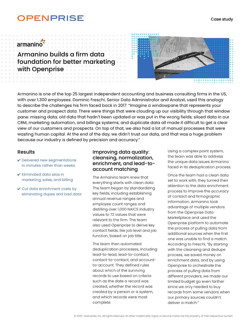 Armanino builds a firm data foundation for better marketing with Openprise