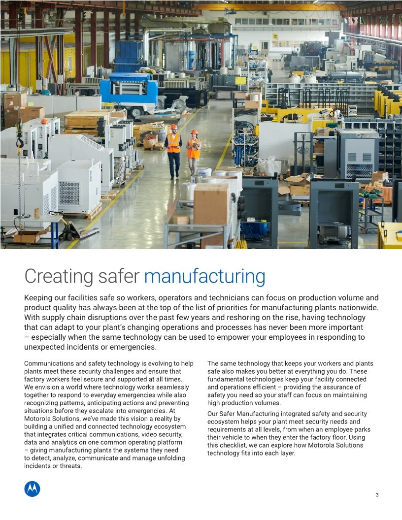 Manufacturing Safety and Security Checklist