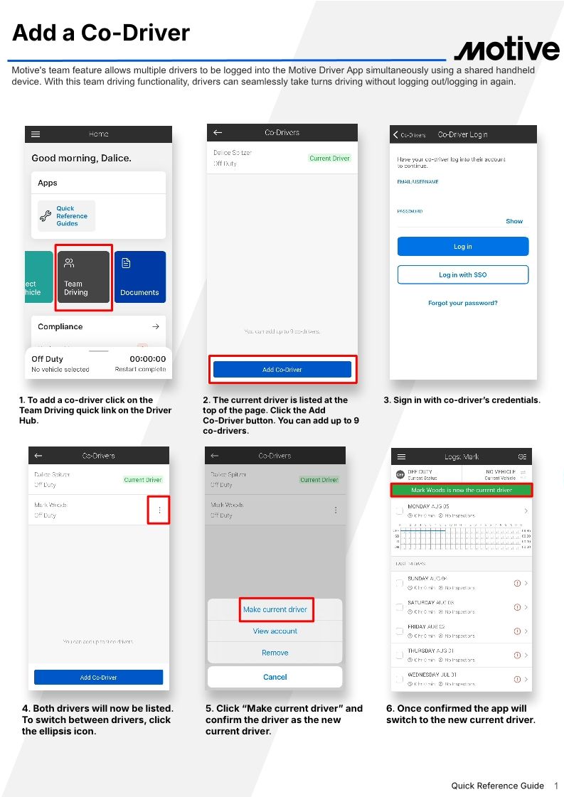 Adding a Co-Driver QRG
