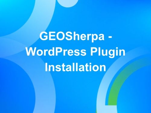 GEOSherpa - WordPress Plugin Installation