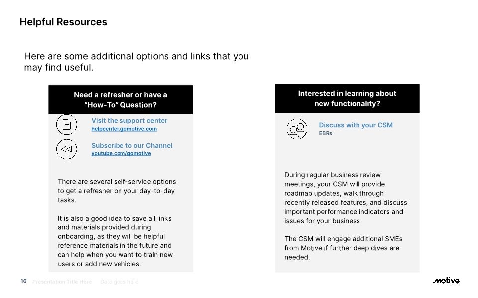 Motive Support Process Onboarding