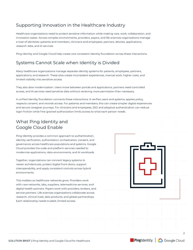 Ping Identity and Google Cloud for Healthcare