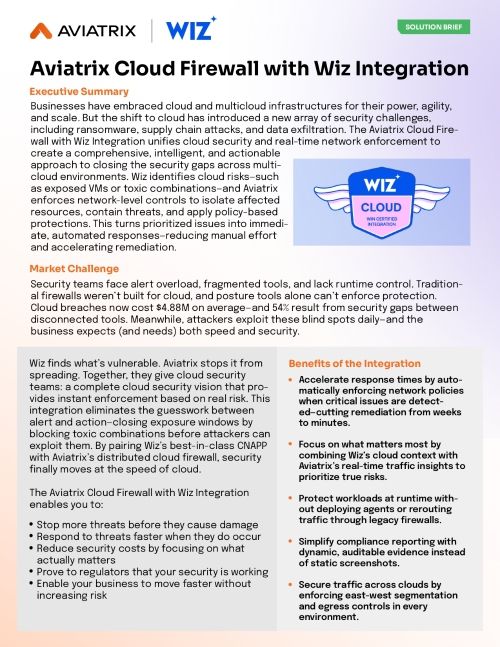 Aviatrix Cloud Firewall with Wiz Integration