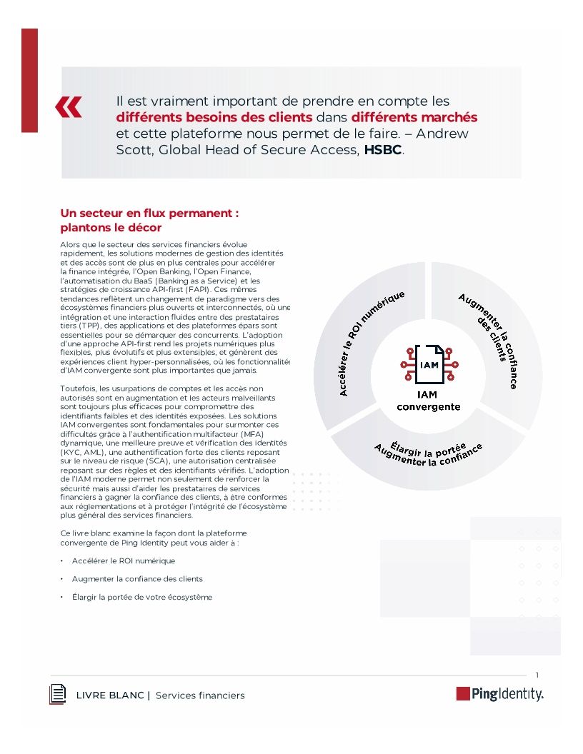 Lib&eacute;rer le potentiel de l'identit&eacute; num&eacute;rique, s&eacute;curis&eacute;e, fluide et &eacute;volutive pour les services financiers