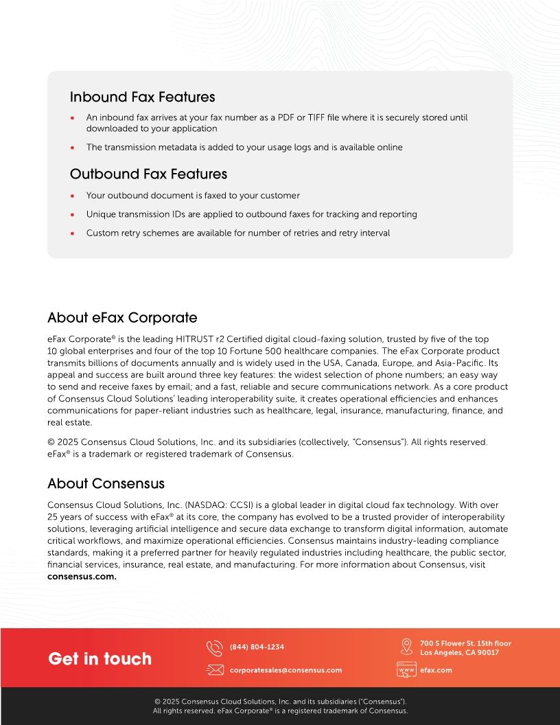 Accelerate Digital Transformation with eFax® Enterprise API