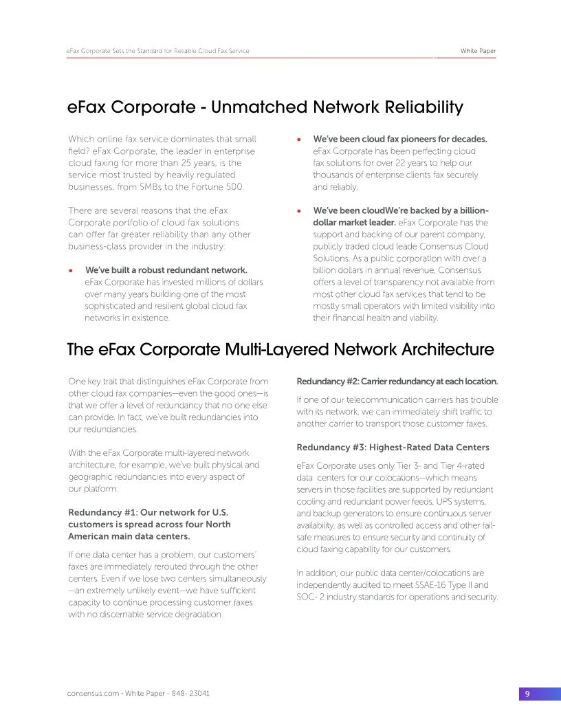 eFax Corporate Sets the Standard for Reliable Cloud Fax Service