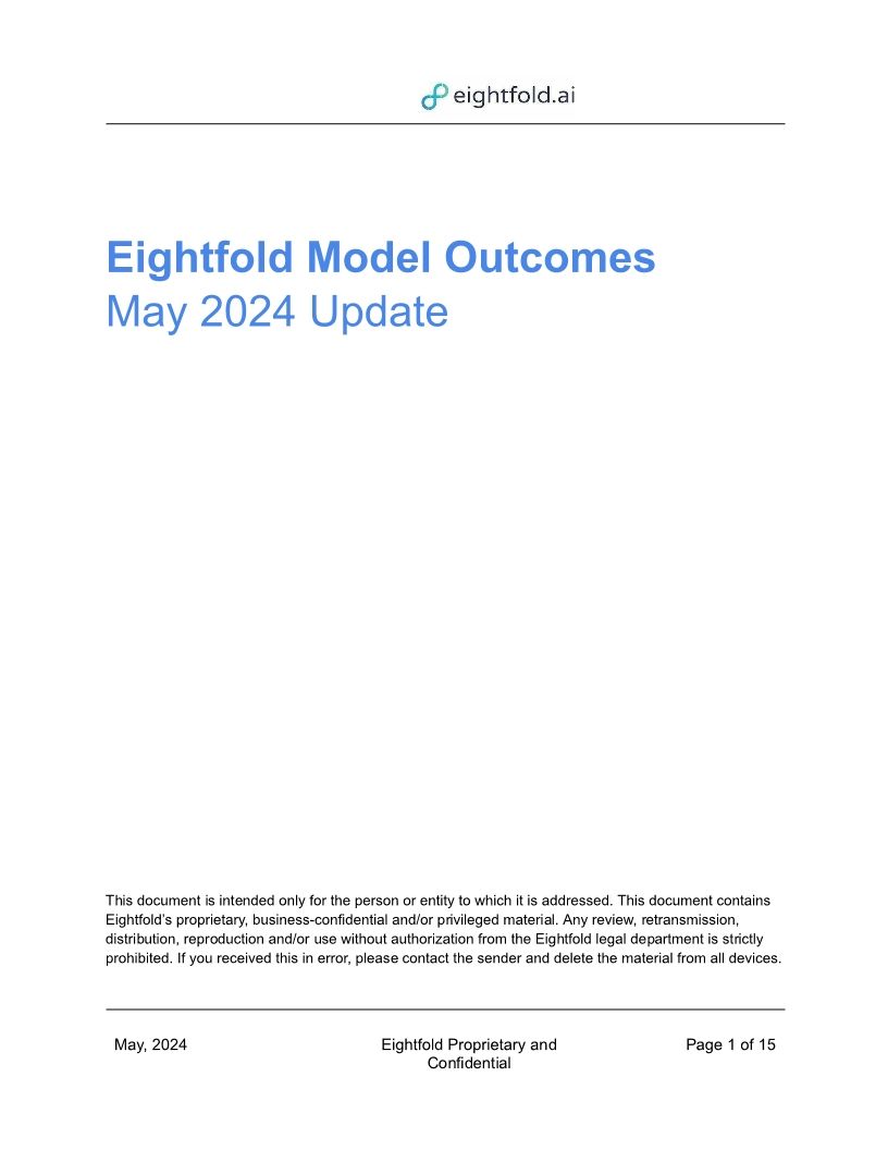 Eightfold Model Outcomes May 2024