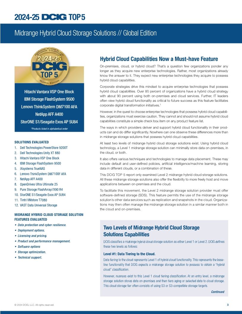 DCIG Top 5 Midrange Hybrid Cloud Storage Solutions - Global Edition