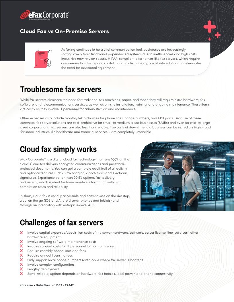 Cloud Fax vs On-Premise Servers | White Paper