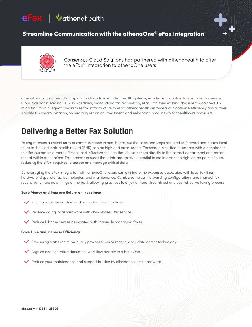 Streamline Communications with eFax® Integration with athenaOne®