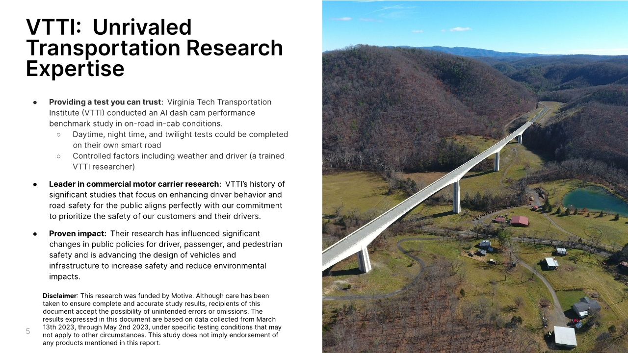 VTTI AI Dash Cam Performance Benchmark Testing Summary