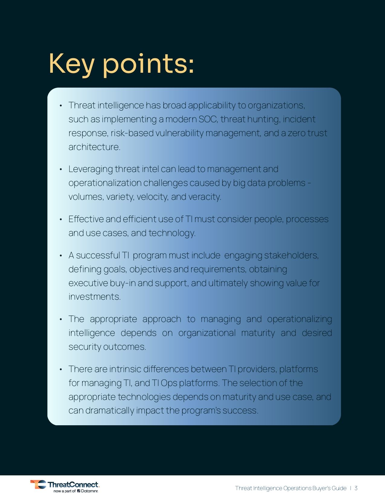 Buyer's Guide for Threat Intelligence Operations