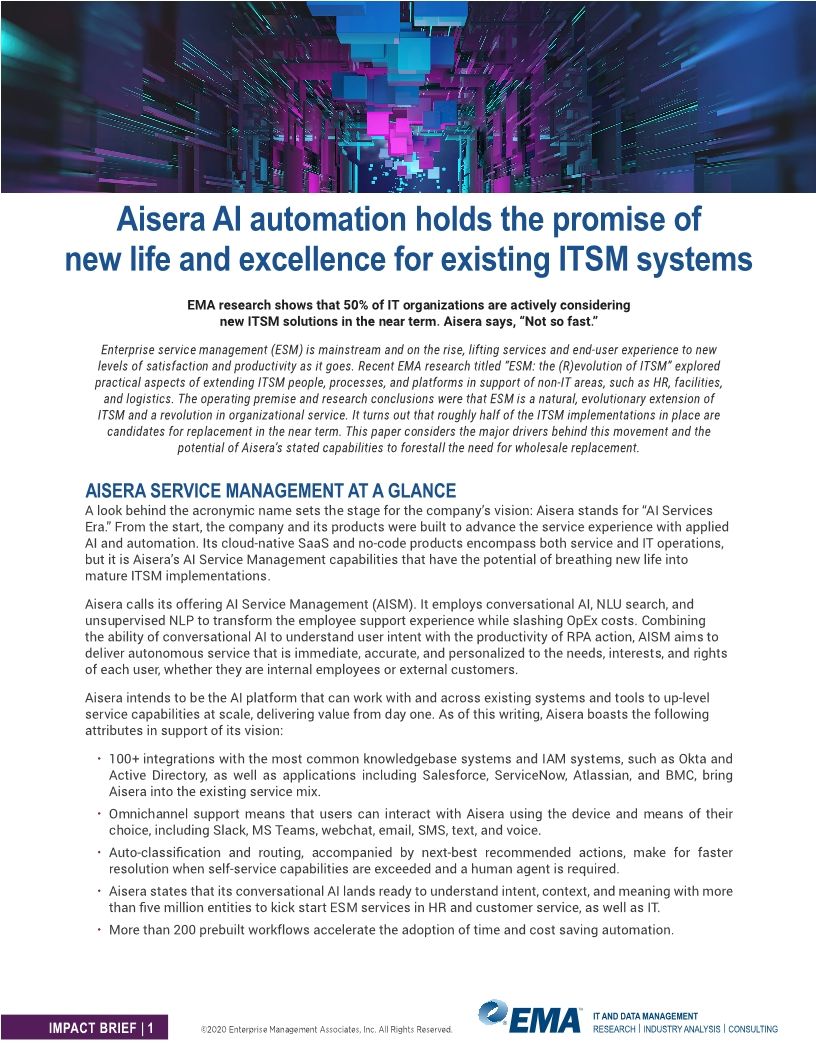 EMA Impact Brief | Analyst Report