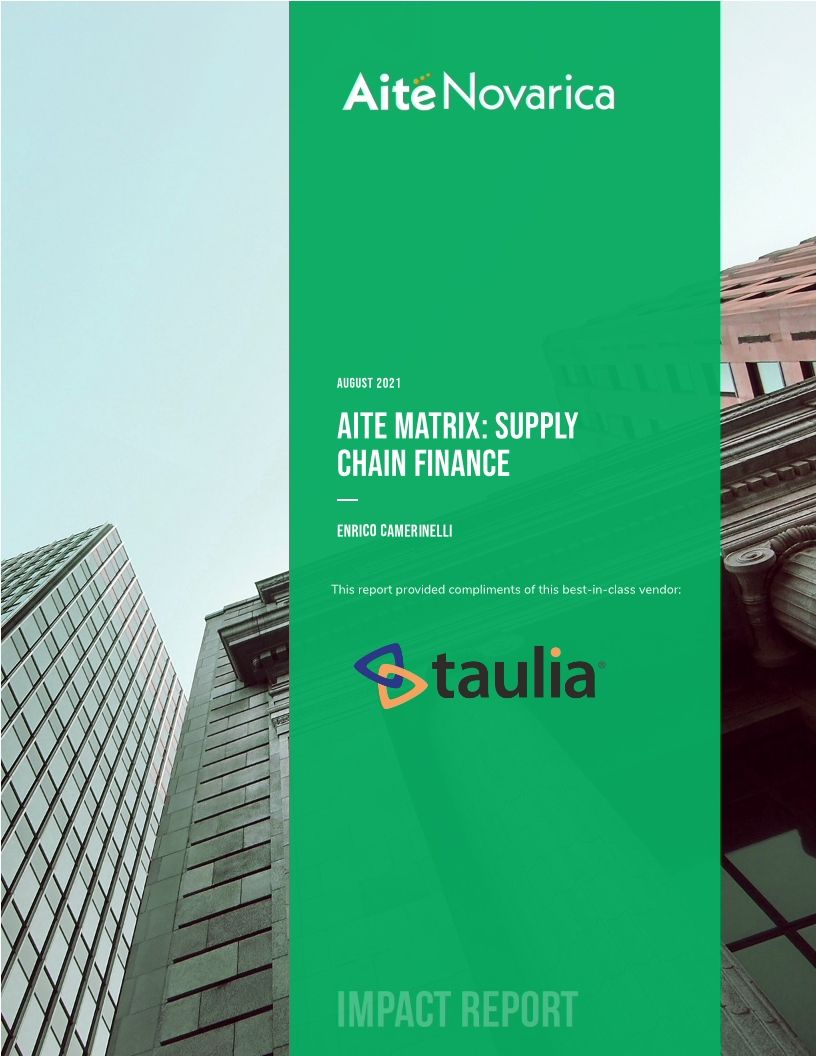 SAP Taulia named a best-in-class vendor for Supply Chain Finance by Aite Novarica Group