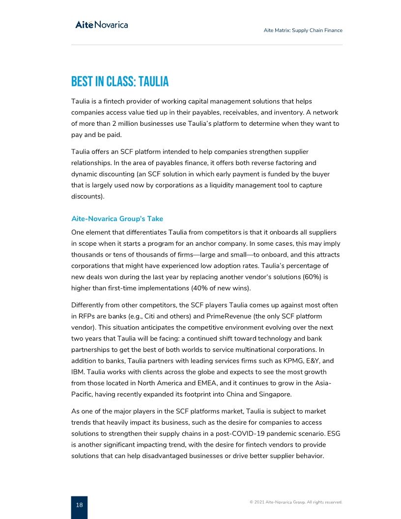 SAP Taulia named a best-in-class vendor for Supply Chain Finance by Aite Novarica Group