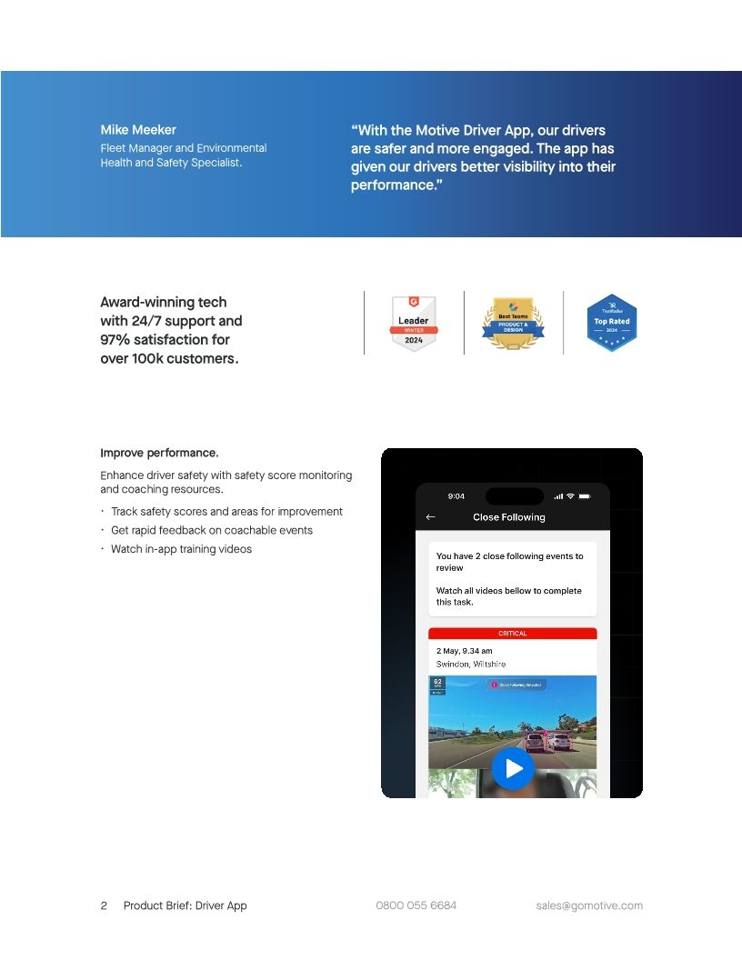 UK Product Brief Driver App