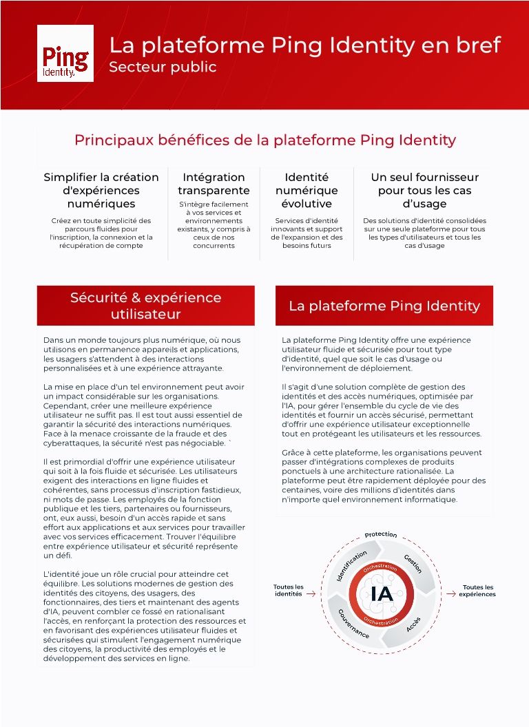 La plateforme Ping Identity en bref - secteur public