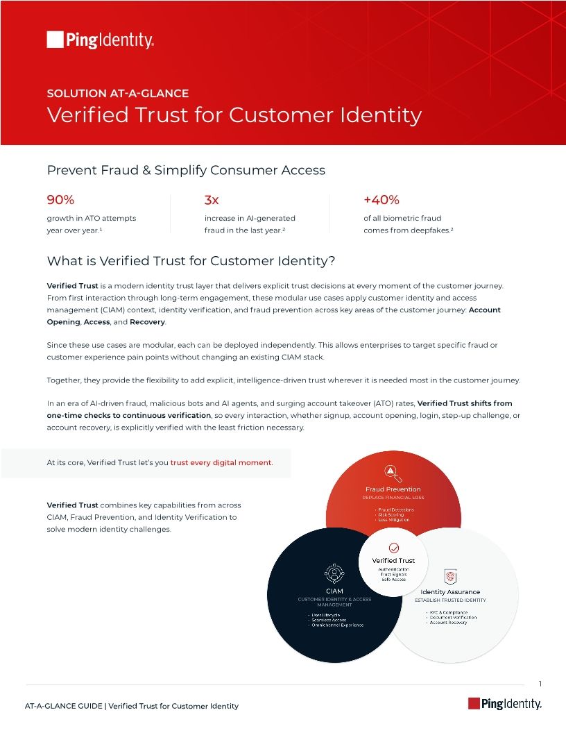 Verified Trust for Customer Identity: Solution At-A-Glance