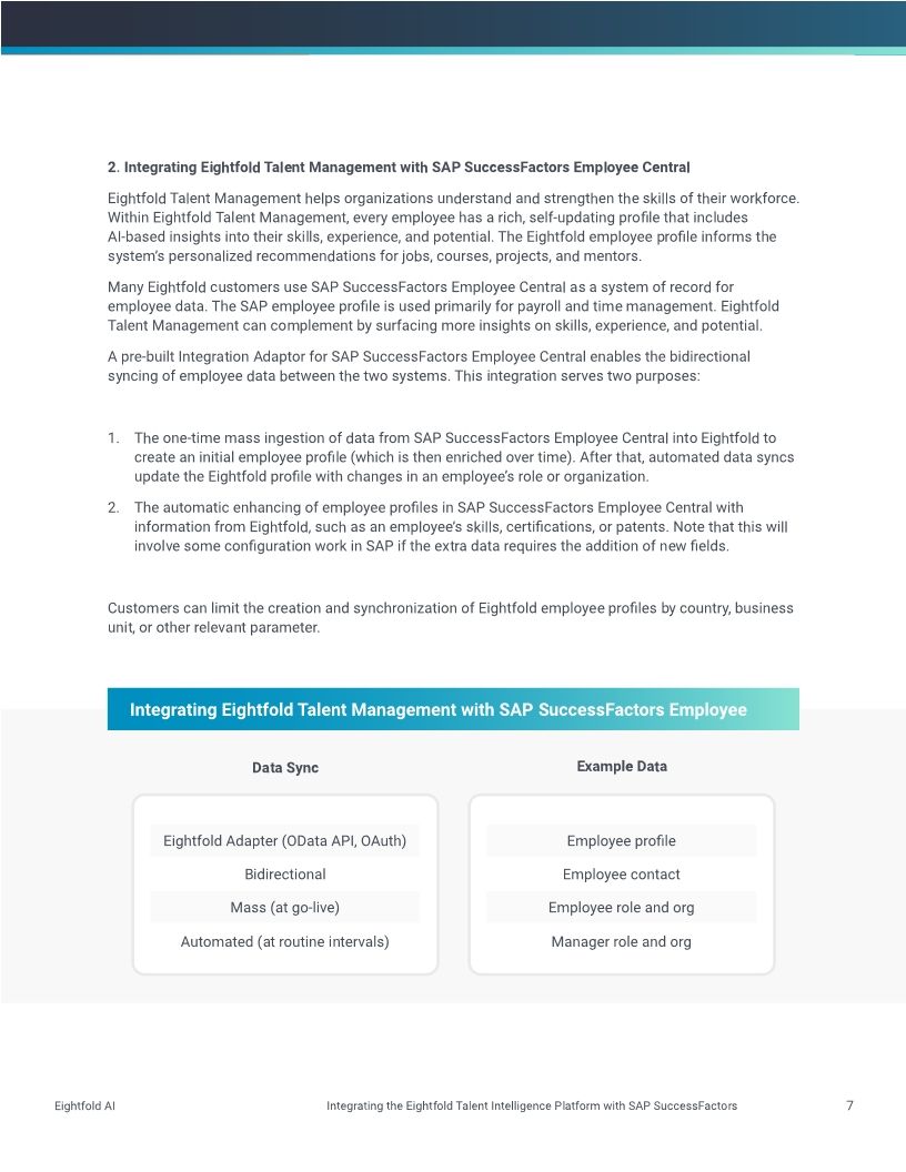 Integrating the Eightfold Talent Intelligence Platform with SAP SuccessFactors