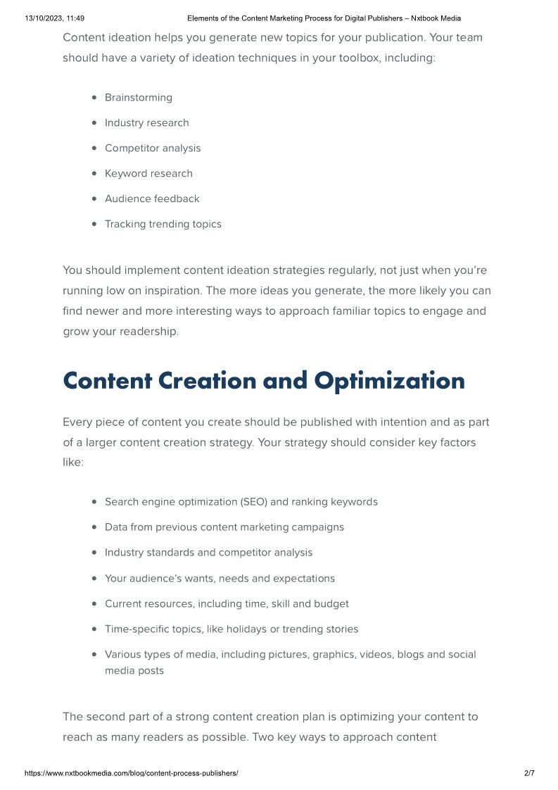 Elements of the Content Marketing Process for Digital Publishers