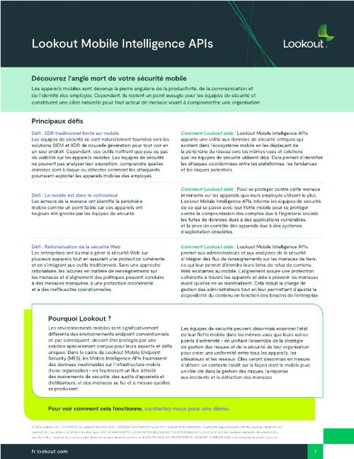 Lookout Mobile Intelligence APIs: Découvrez l’angle mort de votre sécurité mobile