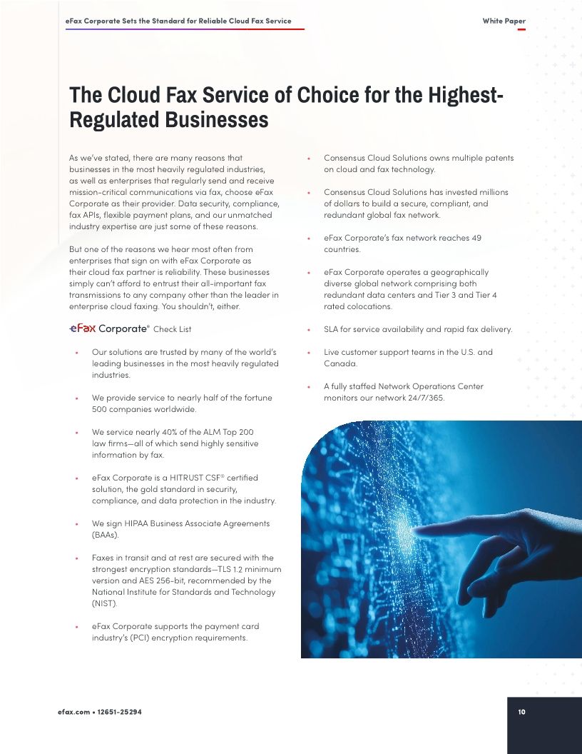 eFax Corporate Sets the Standard for Reliable Cloud Fax Service