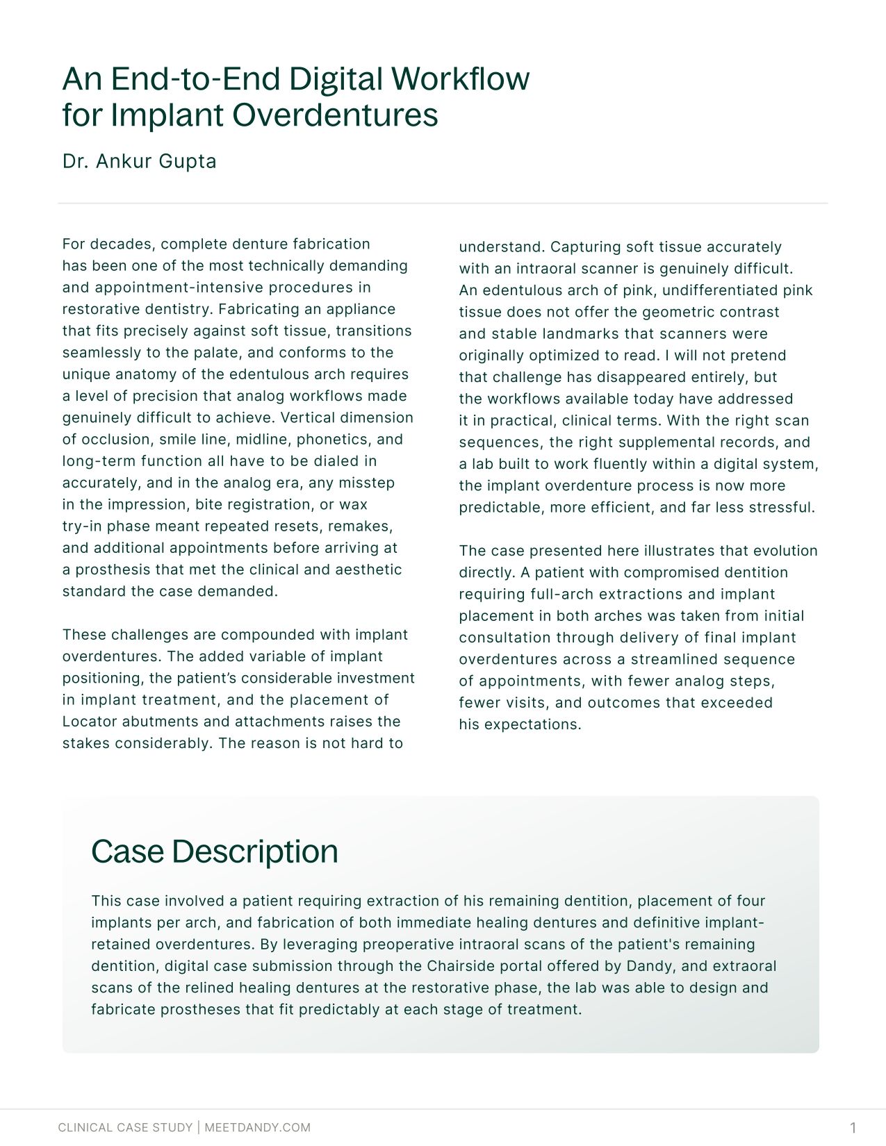 An End-to-End Digital Workflow for Implant Overdentures