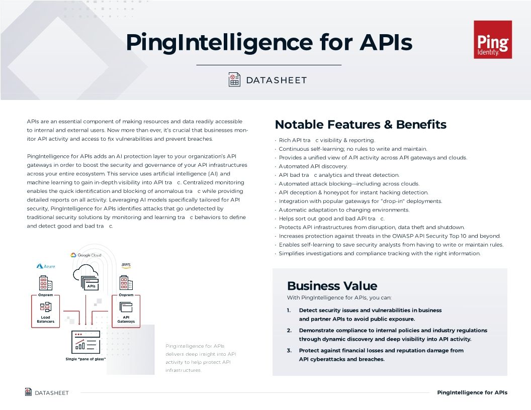 PingIntelligence for APIs