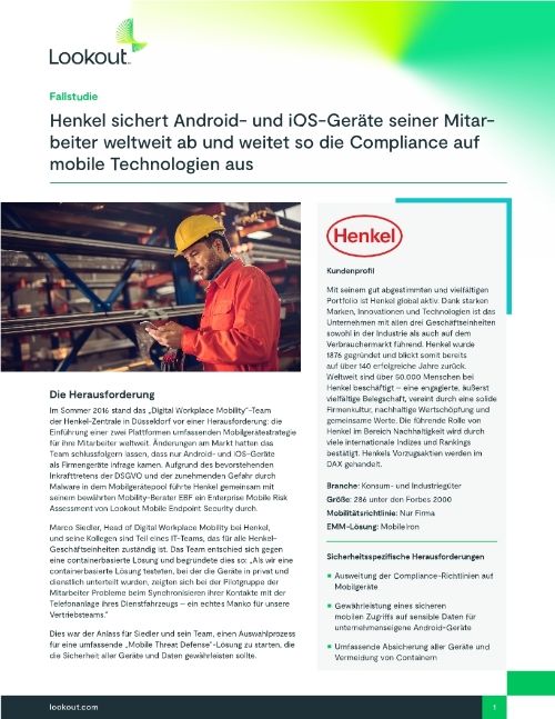 Henkel sichert Android- und iOS-Geräte seiner Mitarbeiter weltweit ab und weitet so die Compliance auf mobile Technologien aus