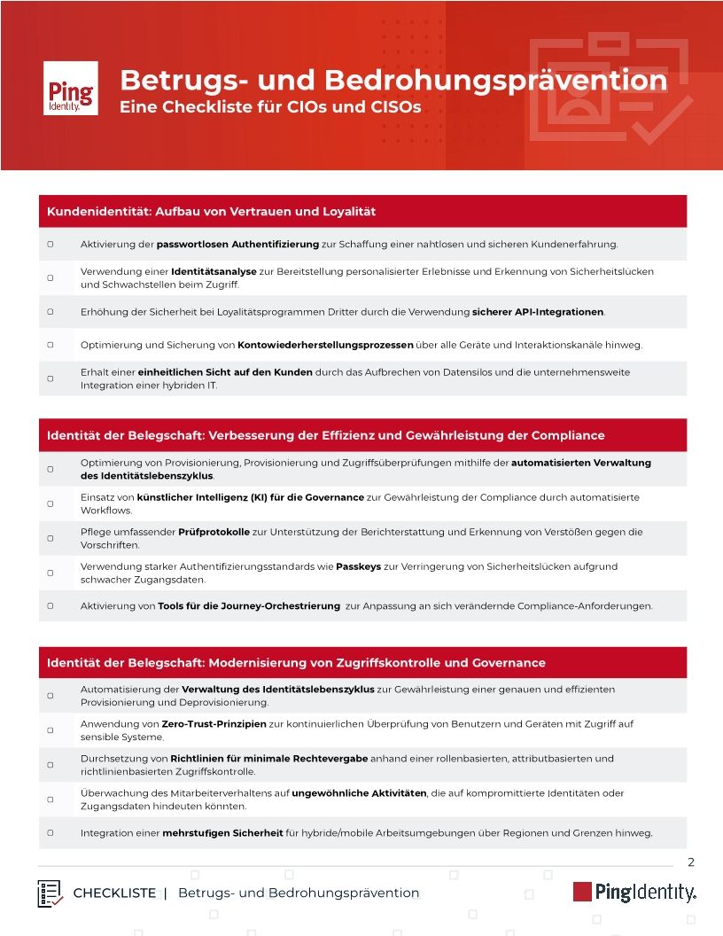Betrugs- und Bedrohungsprävention: Eine Checkliste für CIOs und CISOs