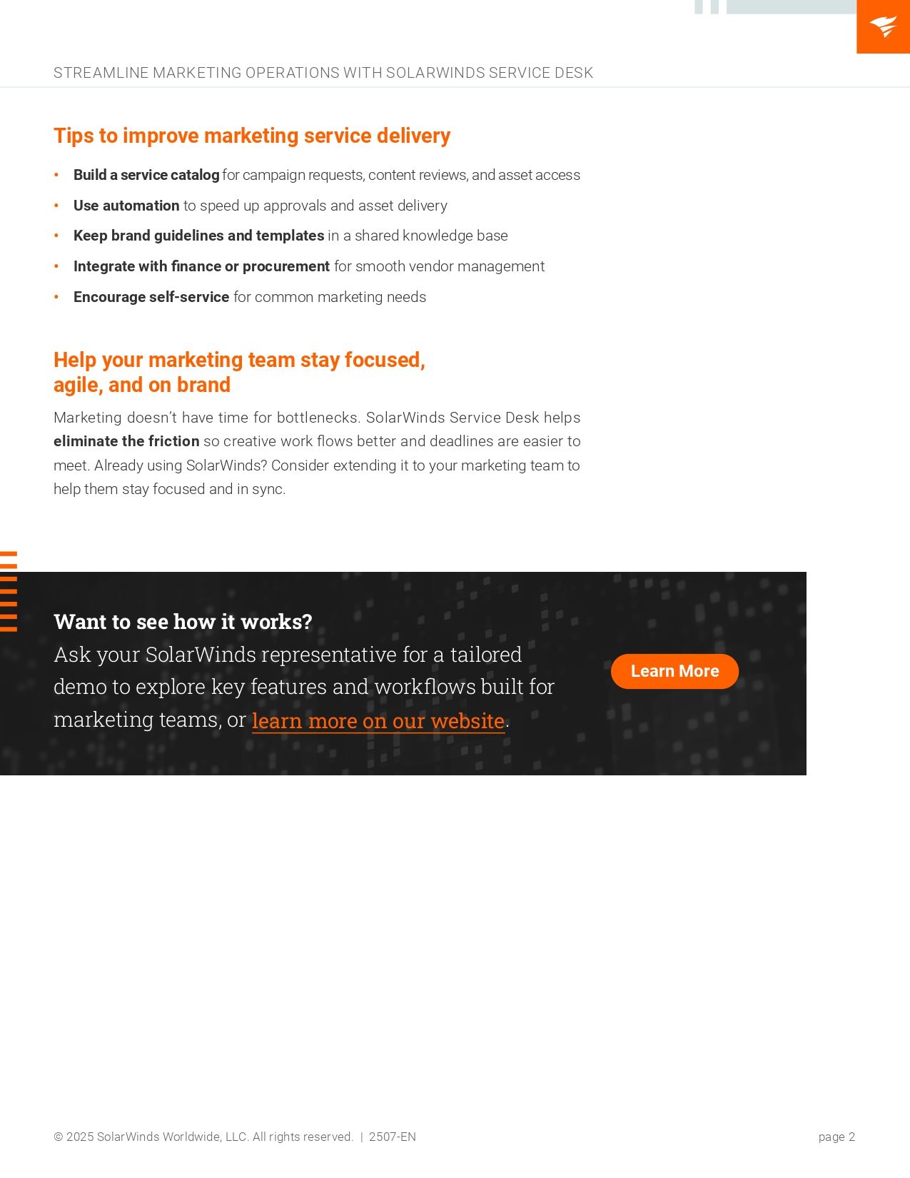 Streamline Marketing Operations with SolarWinds Service Desk