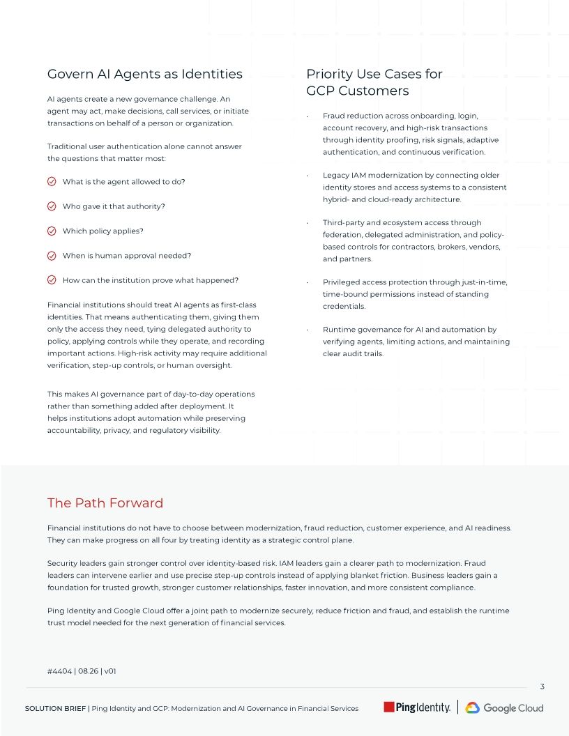 Ping Identity and GCP: Modernization and AI Governance in Financial Services