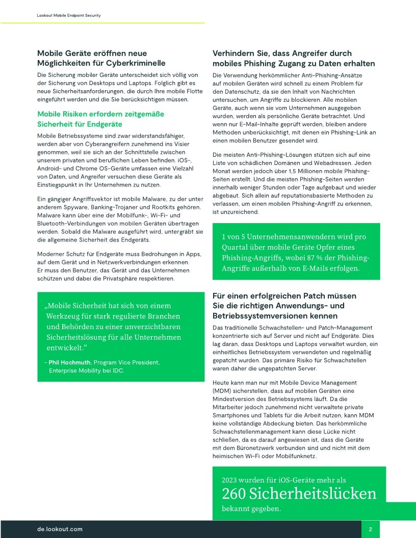 Lookout Mobile Endpoint Security: Vorteile Schützen Sie die Geräte, die Sie überallhin mitnehmen