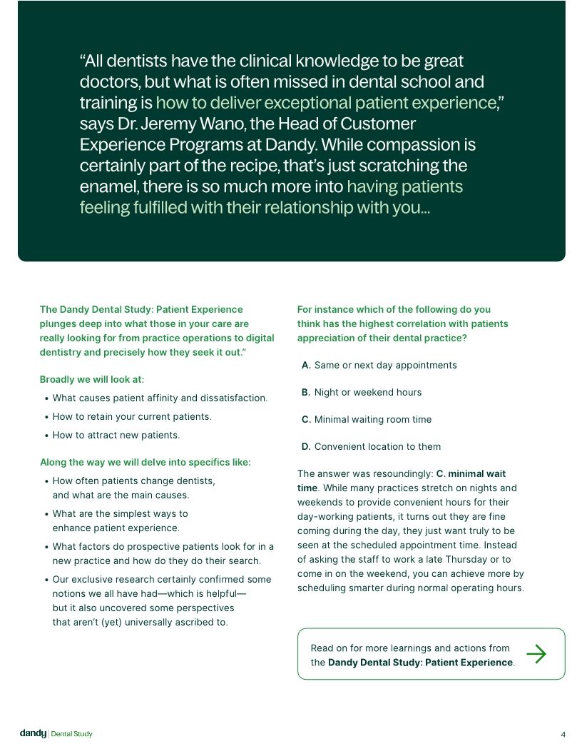 Dandy Dental Study Patient Experience