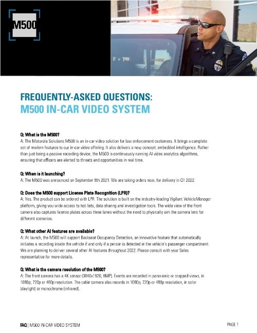 M500 IN-CAR VIDEO SYSTEM