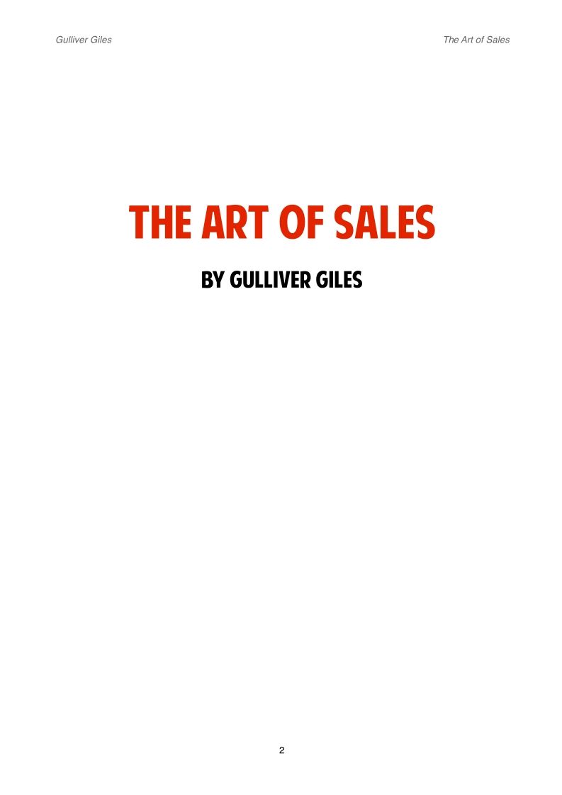 The Art of Sales