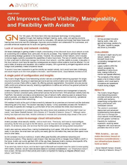 GN Improves Cloud Visibility, Manageability, and Flexibility with Aviatrix