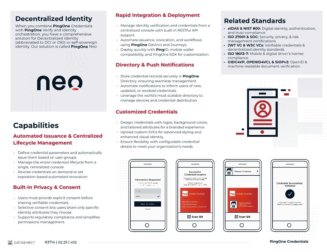 PingOne Credentials Datasheet